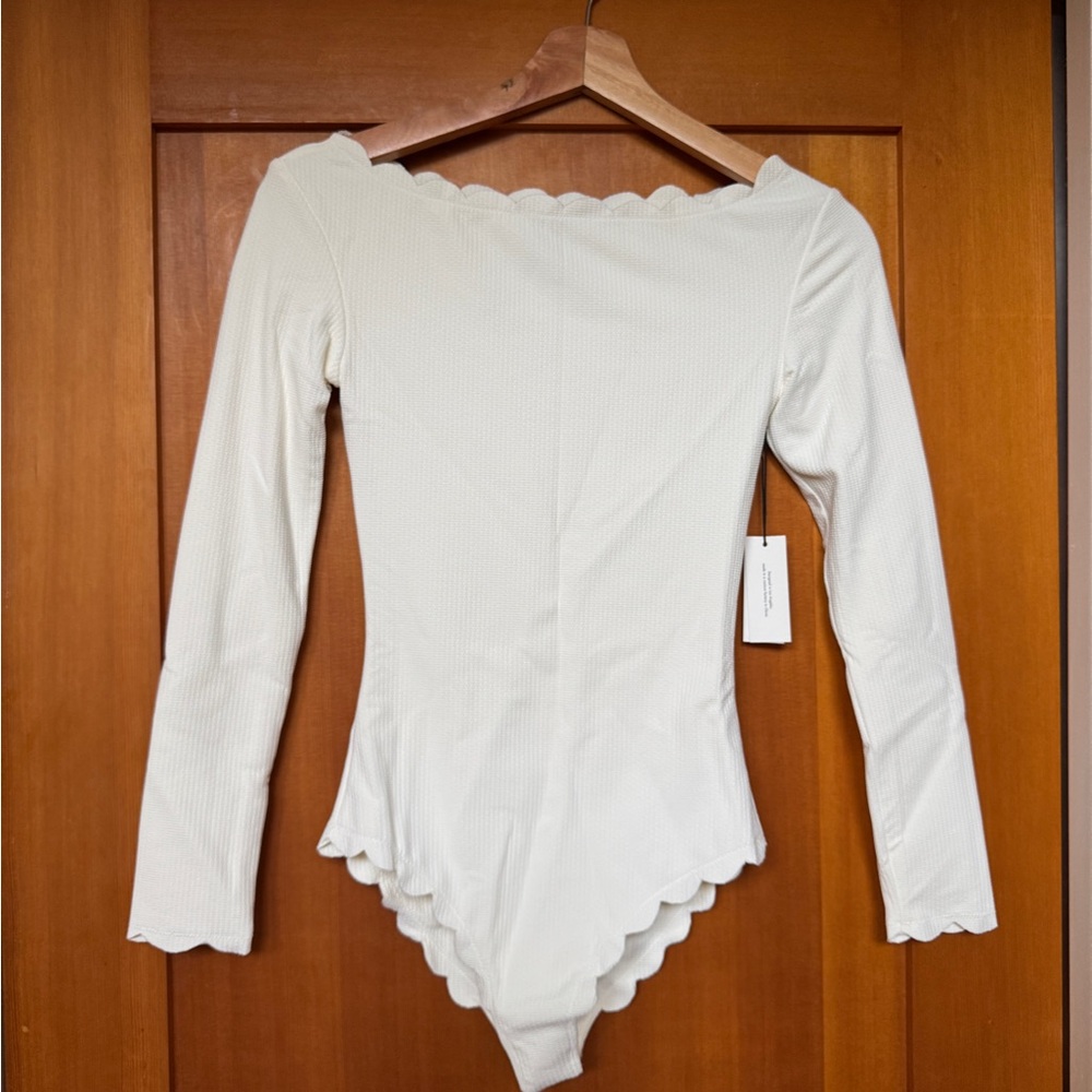 Marysia Swim White Scalloped Bodysuit - Holly Pointe Onesie in Coconut